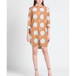 Camicetta Snob Women's Brown White Polka Dot Button Down Dress‎ Size 46